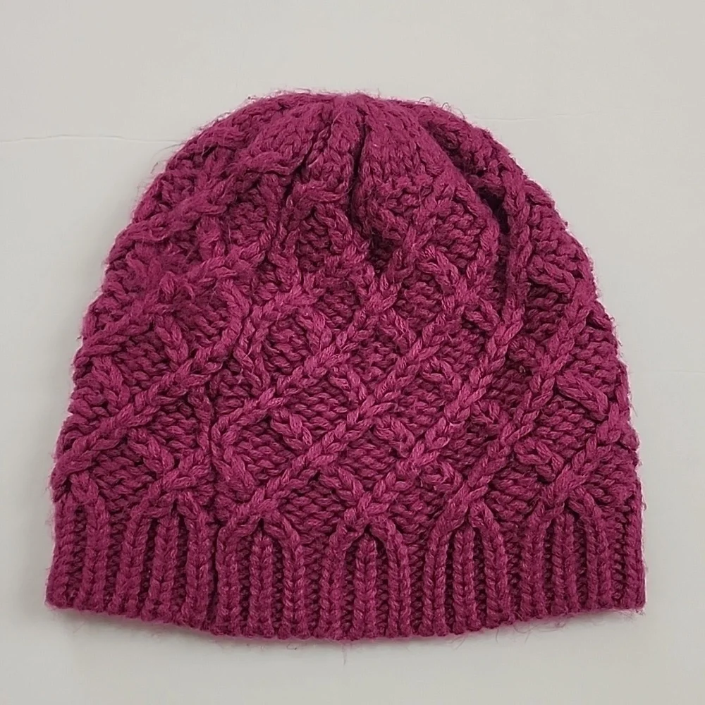 Cable knit Kids Purple Beanie Warm Winter Hat